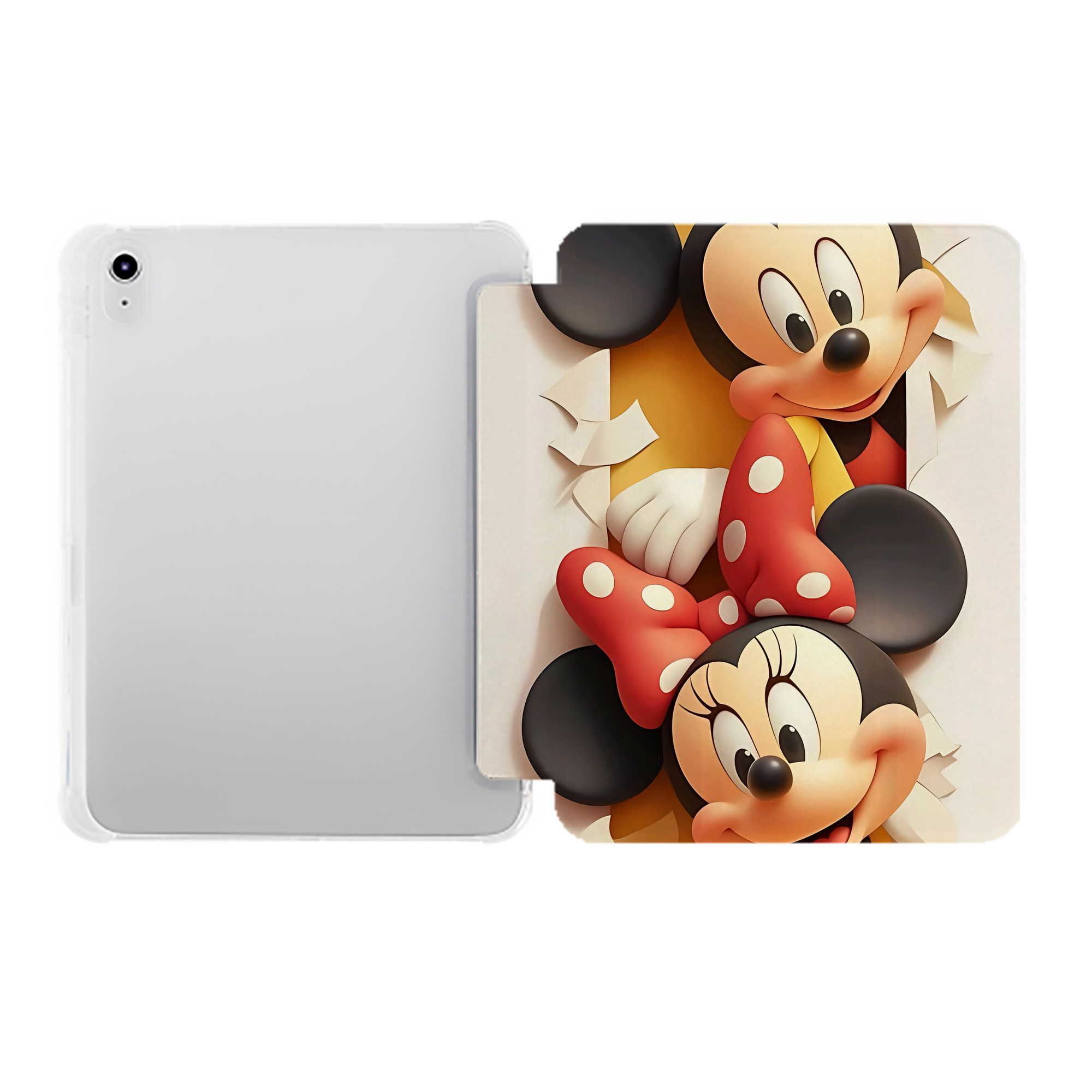 （画像用） ミッキーマウス Mickey Mouse IPad ケース ペン収納付き 三つ折りスタンド PUレザー×シリコン 対応機種9.5/10.5/10.9インチ